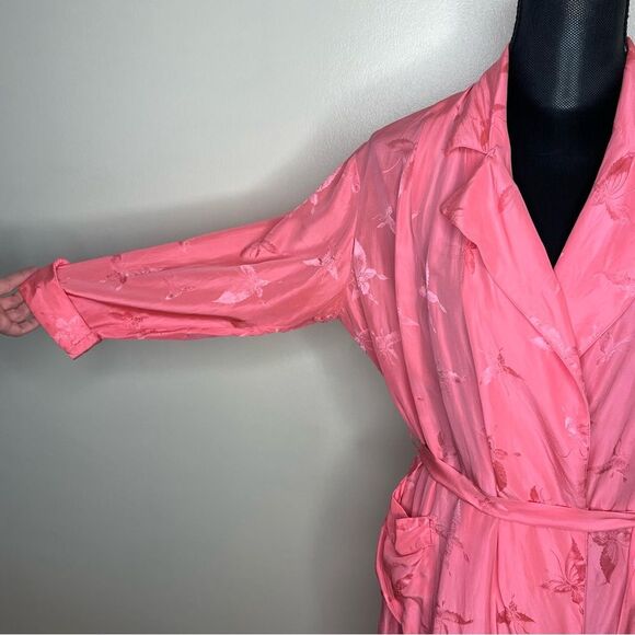 Dynasty Robe Vintage Silk Butterfly Pattern Belt Vtg Pink Size Small Medium - Picture 5 of 16